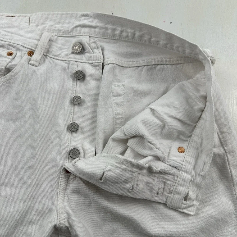 Y2K Levi’s 501 CT Jeans Men’s 31x30 Tapered Slim White 100% Cotton Denim READ